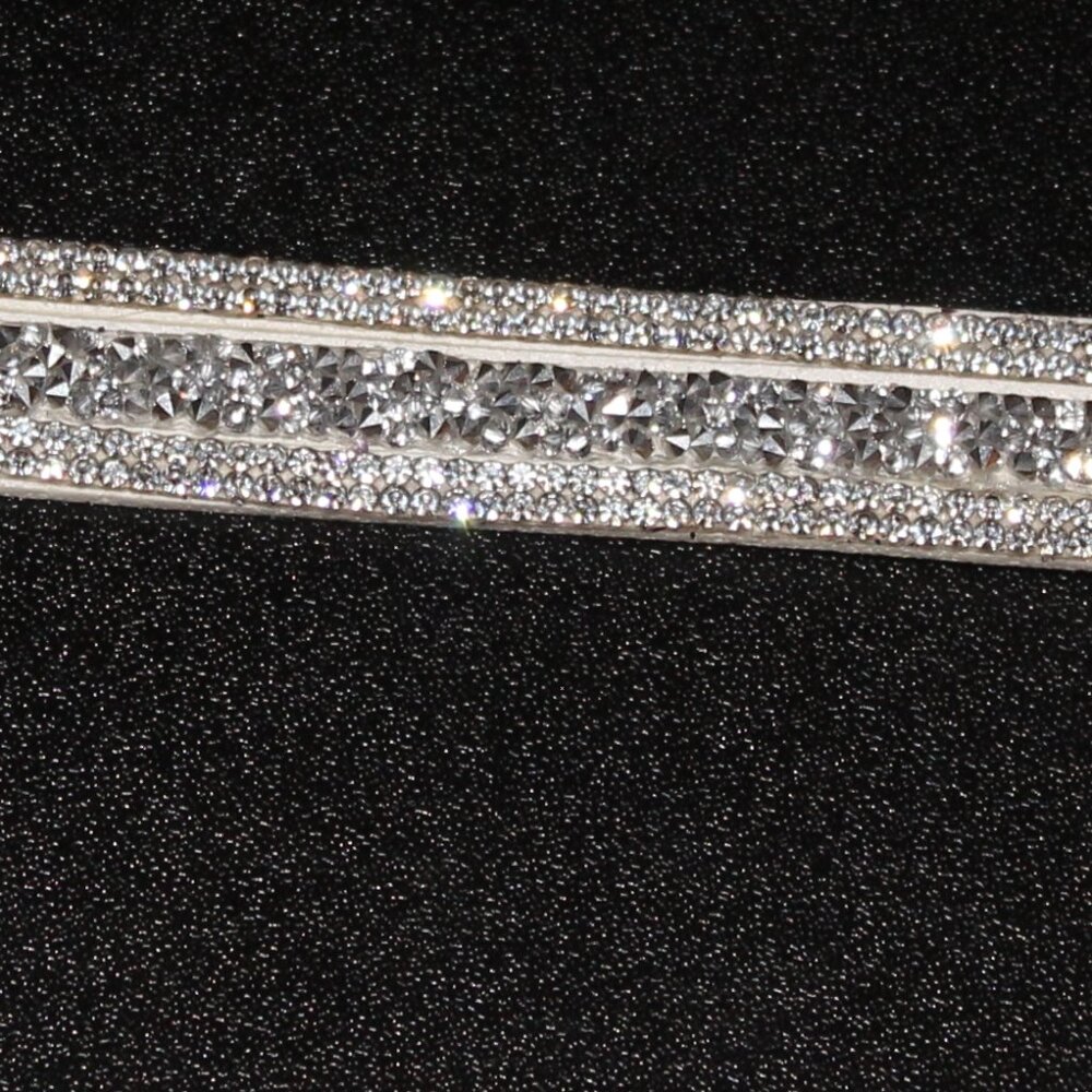 Yik Fung Silver Rhinestone Wrap Bracelet Silver + White Sparkle Cuff Bracelet